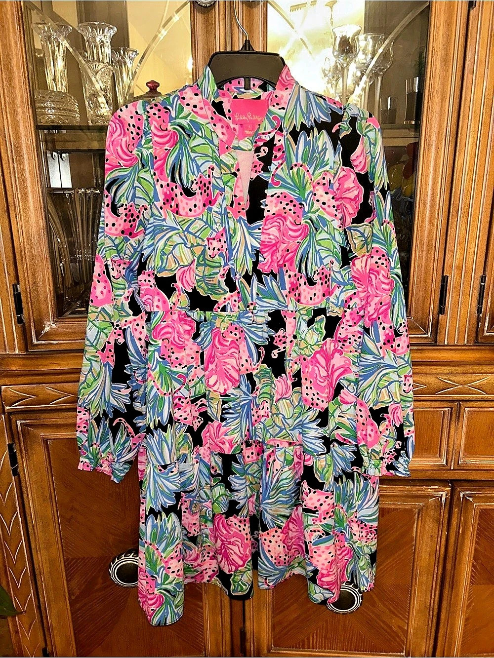 Lilly Pulitzer Floral Mini Dress in Pink & Black